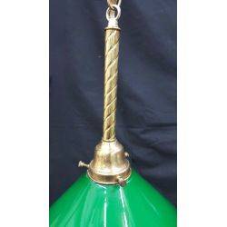 Green & White Cased Shade with Brass Rod Ceiling Pendant Chandelier #GA1039