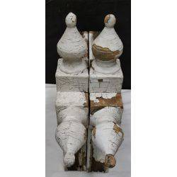 Set of 2 Wooden Fence Design Corbels with Double Tear Drop Finials #GA95