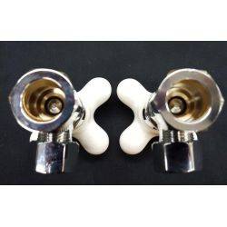 Pair of Large Porcelain & Chrome Hot & Cold Faucet Knobs #GA183