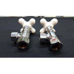 Pair of Large Porcelain & Chrome Hot & Cold Faucet Knobs #GA183