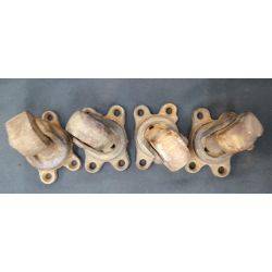 4 Cast Iron Casters with Wooden Wheels #GA4268