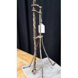 Wrought Iron & Wood Lightning Rod & Original Purple Glass Ball With Top Arrow Finial #GA173