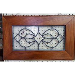 Beveled Leaded Glass Window Framed in Walnut #GA308
