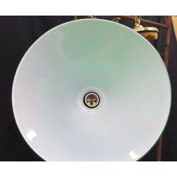 Green & White Cased Shade with Brass Rod Ceiling Pendant Chandelier #GA1039