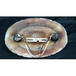 Art Deco Cast Iron Restored Oval Flush Mount Two Light Ceiling Light Fixture #GA1034