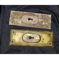 Art Deco Brass Plated Pocket Door Pulls #GA298