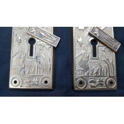 Solid Brass Ornate Birds & Butterflies Door Knob Back Plates #GA4220
