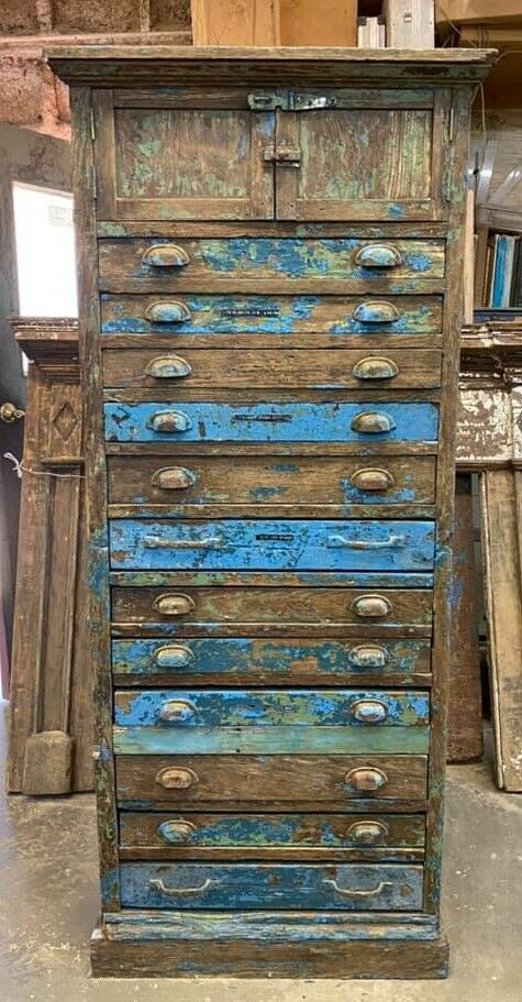 Restored 1900's Wooden Bolt / Tool / or Map 14 Drawer Bin Cabinet #Tool Map Bolt Bin GAM0093