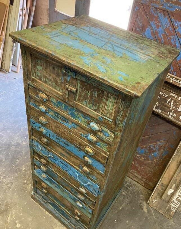 Restored 1900's Wooden Bolt / Tool / or Map 14 Drawer Bin Cabinet #Tool Map Bolt Bin GAM0093
