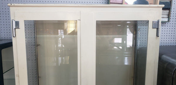 Tall Antique Beveled Glass Medical Cabinet with Adjustable Shelf Brackets #GA2225