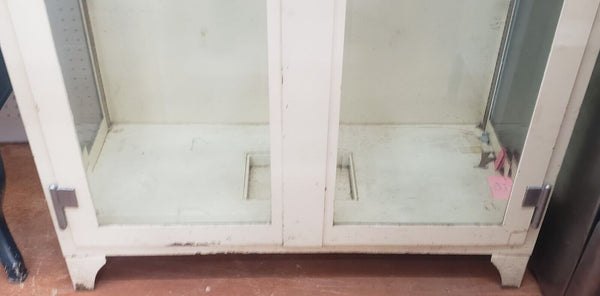 Tall Antique Beveled Glass Medical Cabinet with Adjustable Shelf Brackets #GA2225