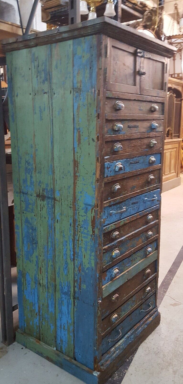 Restored 1900's Wooden Bolt / Tool / or Map 14 Drawer Bin Cabinet #Tool Map Bolt Bin GAM0093