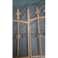 Architectural Salvage Pair of Arched Arrow Top Geometric Iron Window Grates #GA4381