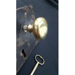 Restored Left Handed 1800's Carpenter #60 Rim Lock Set with Keeper Knobs & Key #GA724