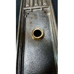 Pair of Architectural Salvage Art Deco Large Cast Iron Door Knob Backplates #GA1027