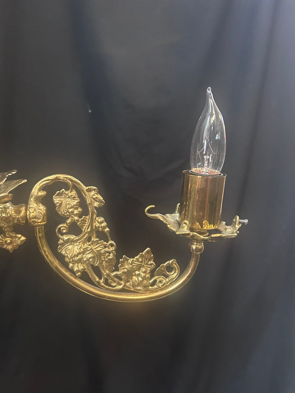 Pair of Ornate Brass 4-Light Chandeliers GS011017