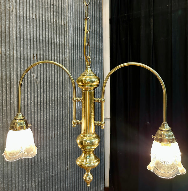 Vintage Brass 2-Arm Chandelier - 14" T x 18" W - GA21030
