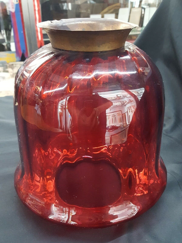 Victorian Cranberry Bell Shaped Glass Hanging Globe 8"x 8" GS00740