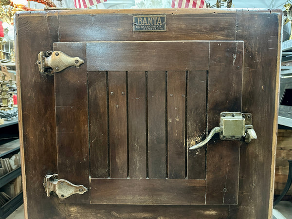 Early 1900s Banta Refrigerator Co. 2-Door Oak Ice Box GA20806