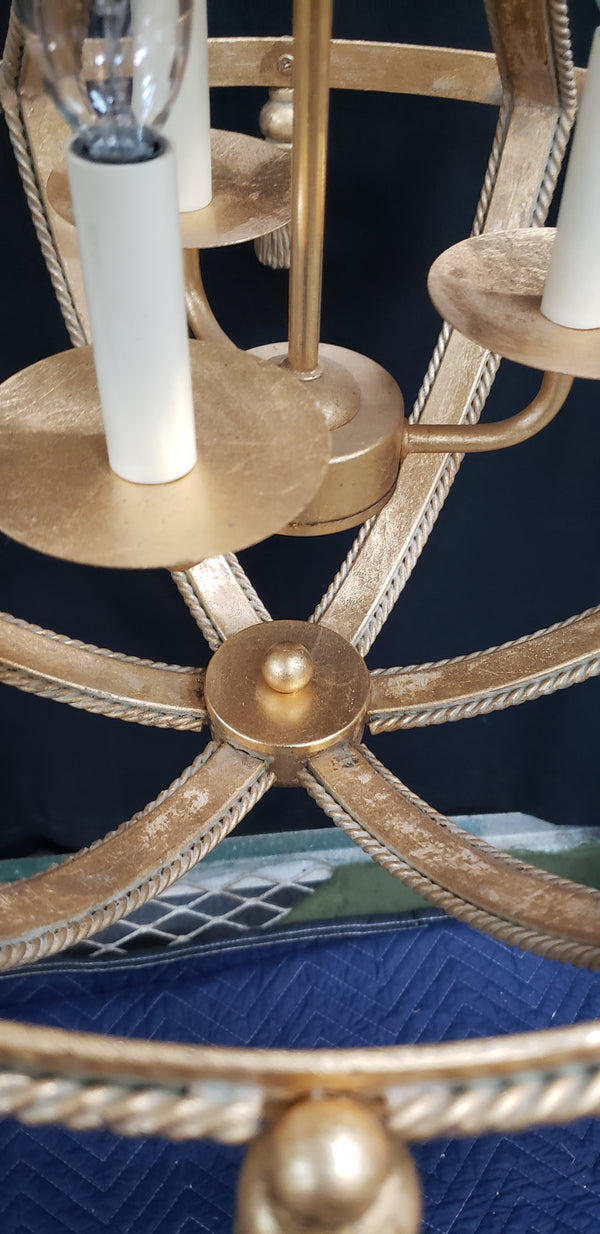 3 Light Tapered Chandelier w/ Chain & Matching Ceiling Cap 30" x 20" GS00955