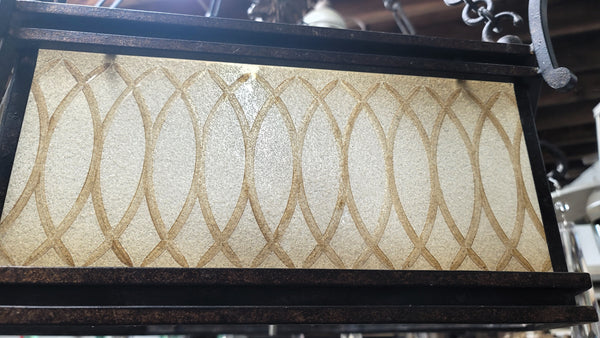 Tuscan Inspired 5 Light Chandelier w/ Textured Glass & Prisms 37" x 50" GS00626