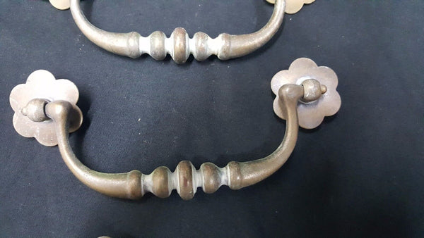 Architectural Salvage Brass & Flower Finial Drawer Pull Handles Set of 5