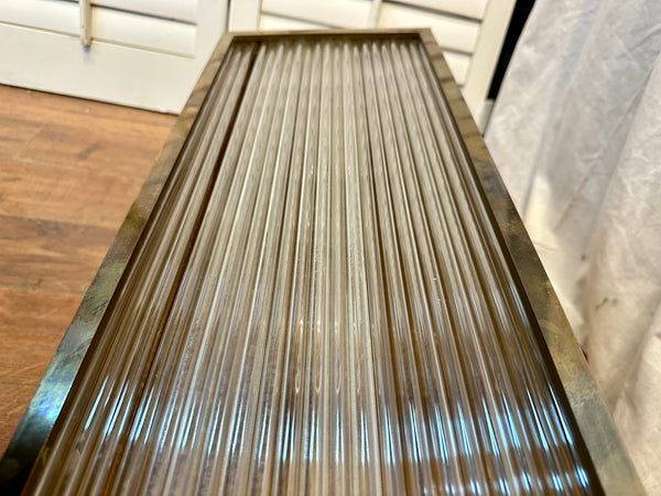 Antique Art Deco Brass Plated & Glass Rod Theater Light Fixture Pair GA20548