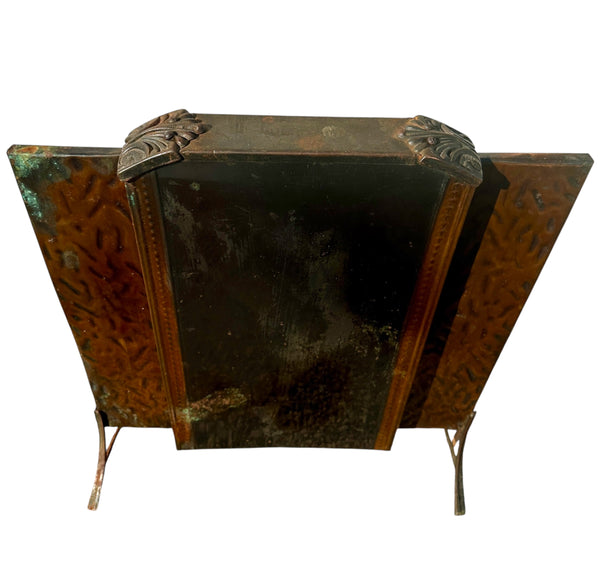 Antique Art Deco 3-Panel Steel Fireplace Screen w/ Lacquered Finish GA20682