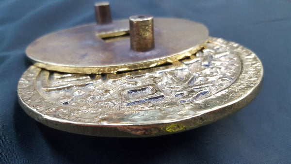 Pair of Hand Crafted Round Solid Brass Asian Design Back Plates