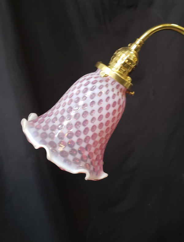 1900's Victorian 3 Light Chandelier w/ Fenton Coin Dot Shades 26"x 47" GS00977