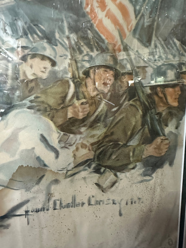 Original 1917 WWI "FIGHT OR BUY BONDS Third Liberty Loan" Framed Poster GA20299