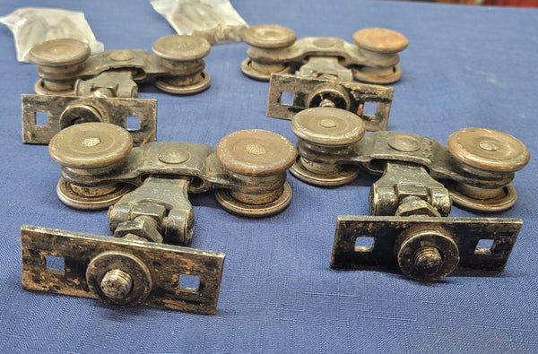 Rare! 2 Complete Pocket Door Hardware Sets w/ Railing Wheels & Screws GS00653