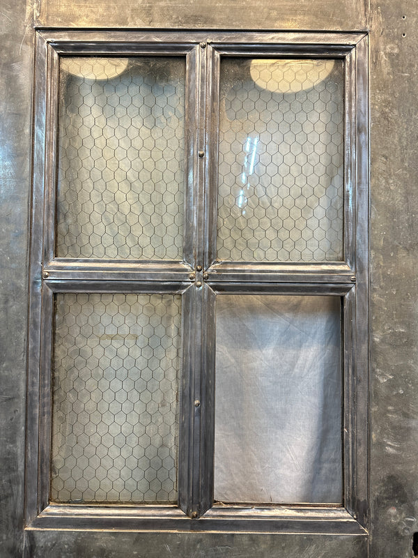 4-Pane 1-Panel Galvanized Steel Door w/ Chicken Wire Glass GA20555