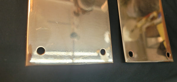 Pair of Restored Red Brass Door Push Plates 15" x 3 1/2" GS01053
