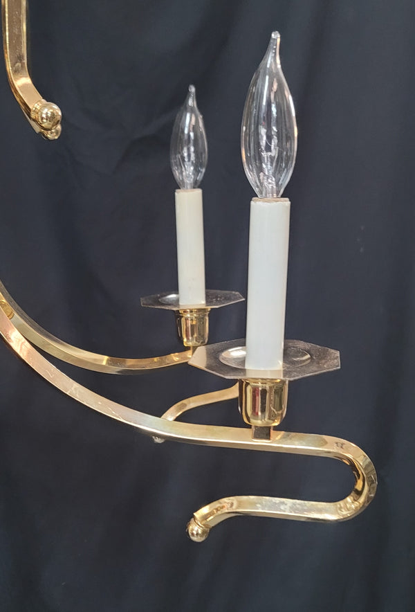 Mid Century Modern 6 Light Brass Chandelier 21" x 27" GS010917