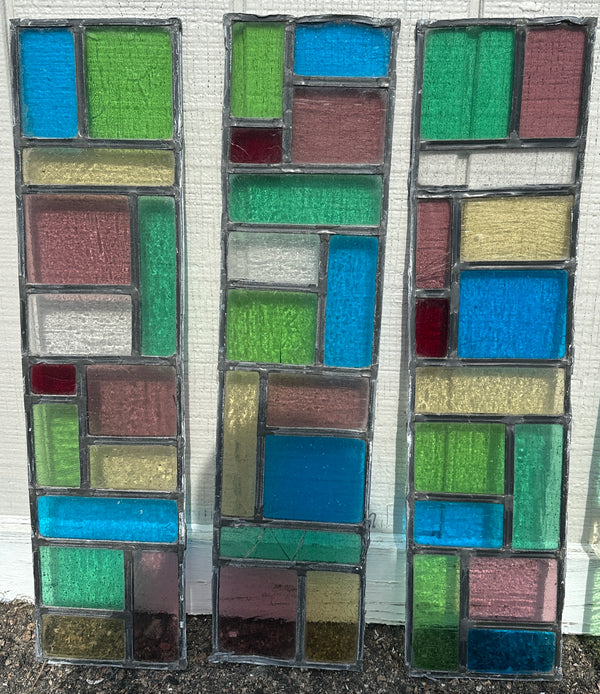 Vintage 5-Pc Set of Stained Glass Window Panels GA20703