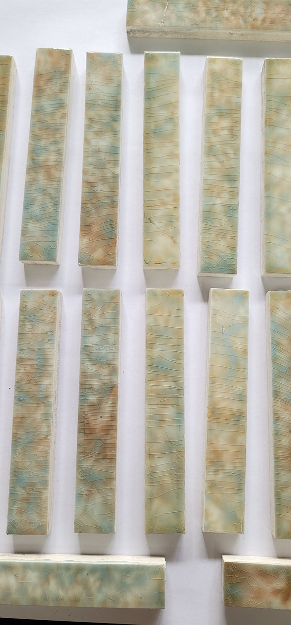 Vintage Lot 49 Trent Co. Pastel Ceramic Glazed Fireplace Tiles 6" x 1" GS00671
