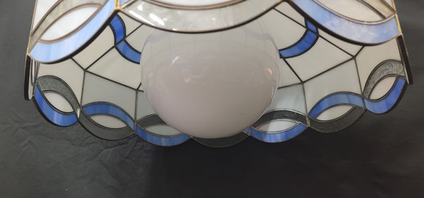 Stained Glass Ceiling Light w/ Cobalt Blue & Florentine Glass Trim GS00882