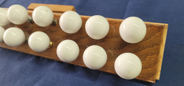 Vintage Set of 16 White Round Porcelain & Brass Knobs w/ Screws GS00668