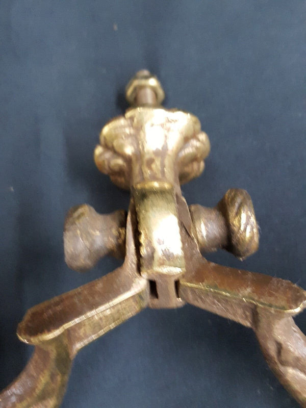 Architectural Salvage Solid Brass Hall Tree Double Hooks Ornate Design Set of 2