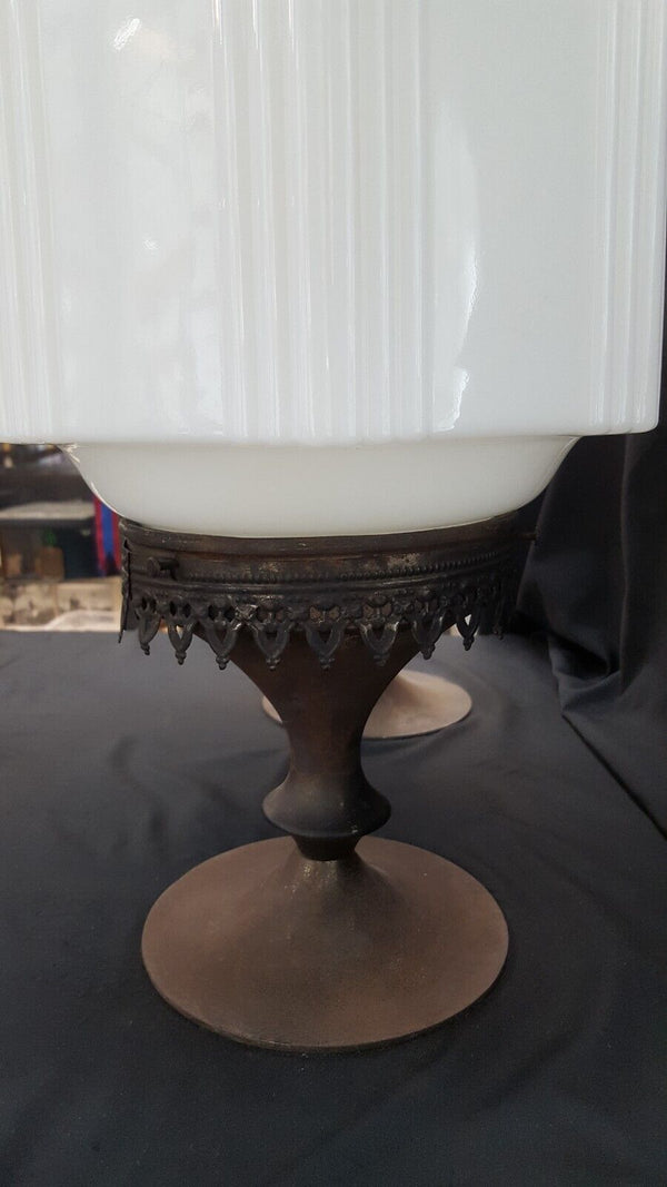 Pair of Antique Art Deco Glass & Brass Drug Store / Fountain Counter Displays