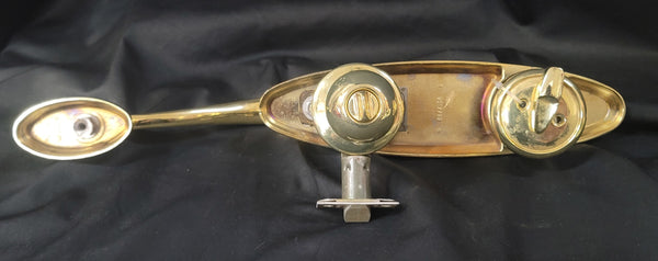 Brass Curved Handle Thumb Latch Hardware Set w/Deadbolt Knob & More GS00884