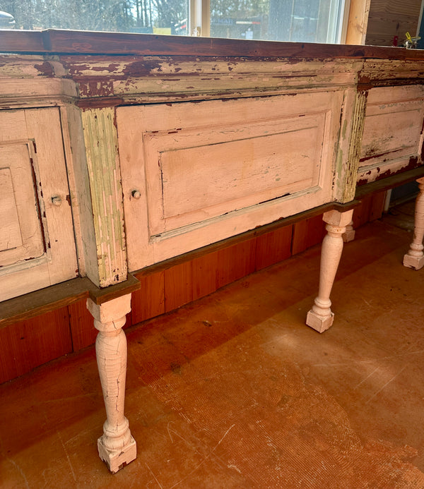 Rustic Custom-Built Cabinet/Counter Table w/ Heart Pine Top GA20719