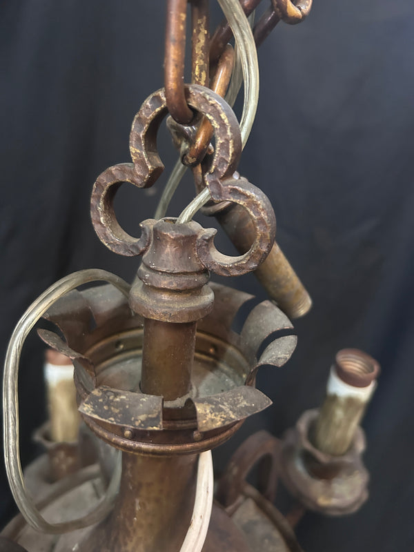5 Light Hammered Brass Chandelier 18"x16" GS010950