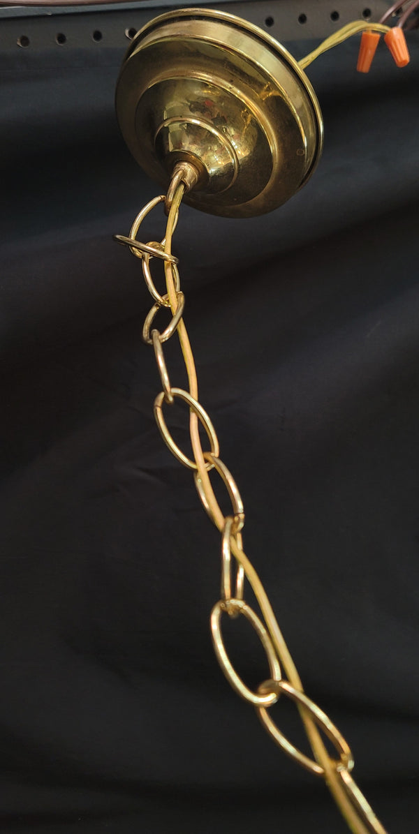 Restored Victorian Brass Pendant Light w/ Ornate Shade GS01030