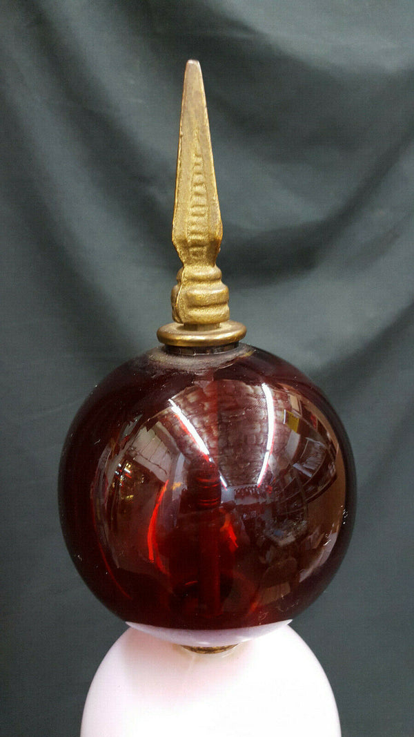 Vintage Art Work w/ Glass Lightening Rod Balls Brass Feet & Top Finial GS00754