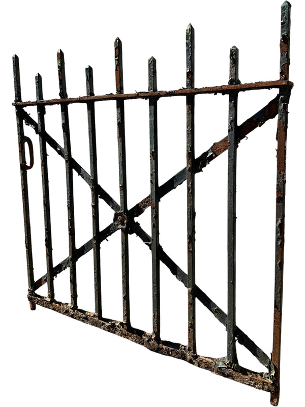 Antique Wrought Iron Garden Gate w/ Floral Medallion GA20990