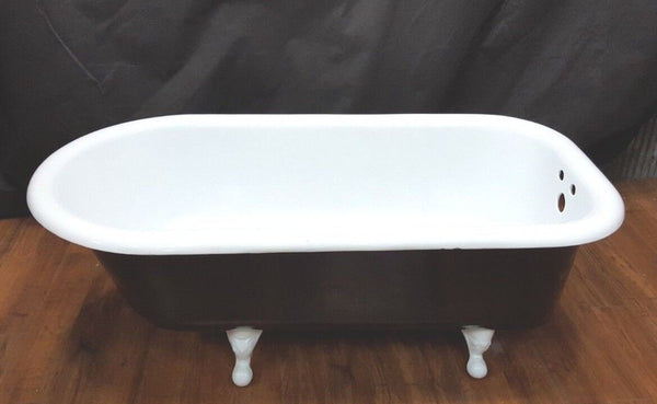 Restored Black & White Cast Iron Claw Foot Bathtub 60" x 30" x 22"
