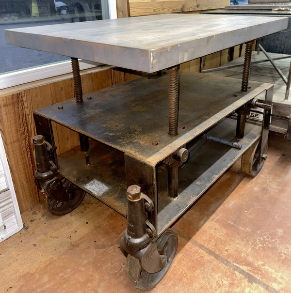 Restored 1930s American Industrial "Barrett" Die Lift Cart GA20519