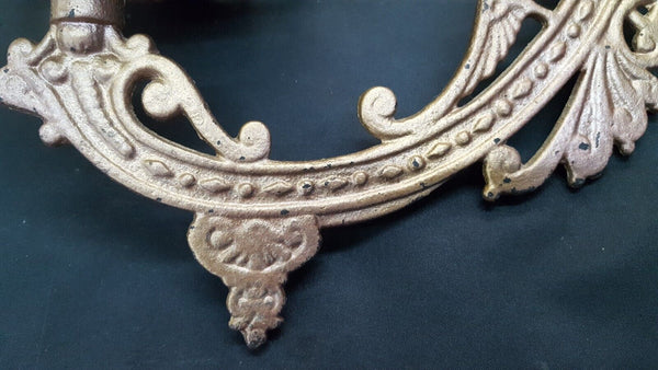 Ornate Cast Iron Victorian Fiigree Oil Lamp Sconce with Wall Bracket